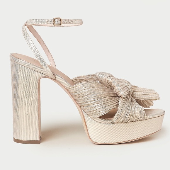 Leoffler Randall Natalia Platinum Platform Bow Heel Size 5